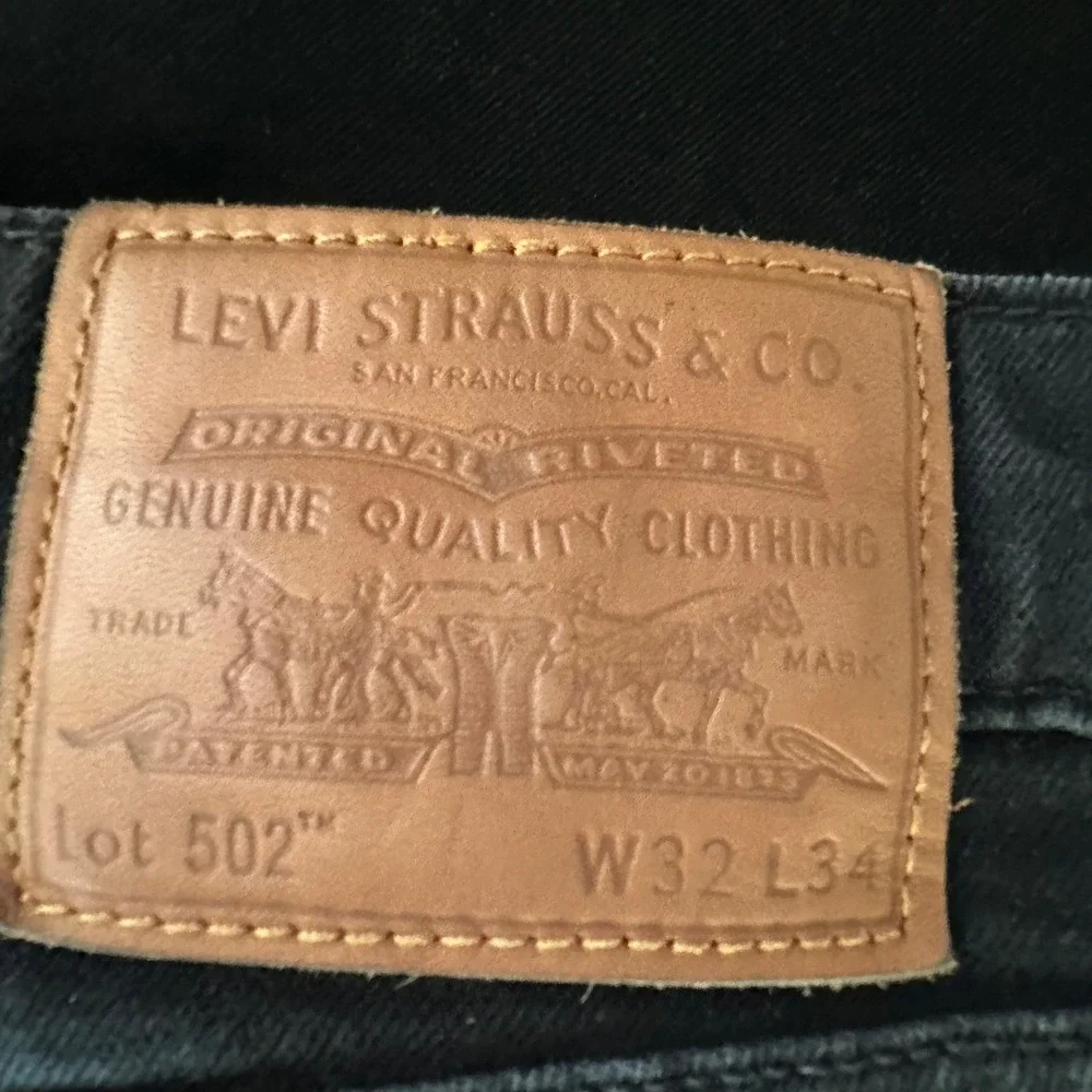 Levi's Premium 502‎ Regular Taper Black Denim Jeans Mens 32 Grunge Streetwear